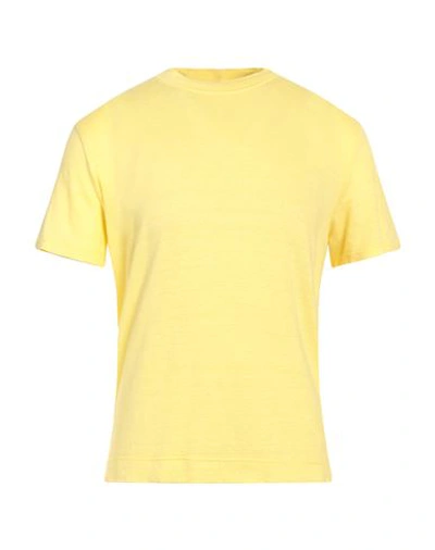 Fedeli Man T-shirt Yellow Size 40 Linen, Elastane