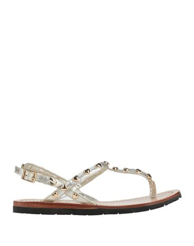 Love Moschino Woman Toe Strap Sandals Platinum Size 7 Soft Leather In Grey