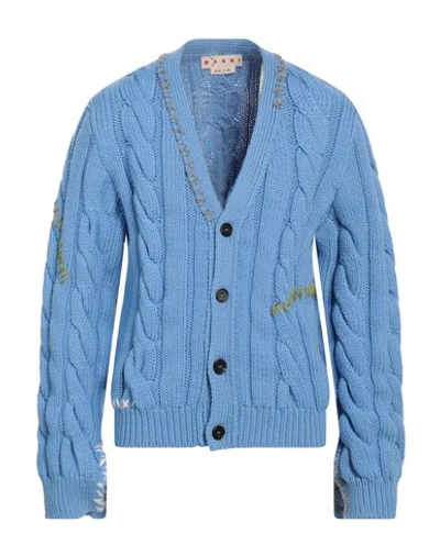 Marni Stitch-detail Cable-knit Cardigan In Blue