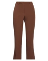 Seventy Sergio Tegon Woman Pants Brown Size 12 Polyester, Elastane