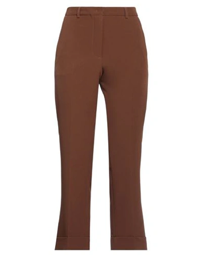 Seventy Sergio Tegon Woman Pants Brown Size 12 Polyester, Elastane