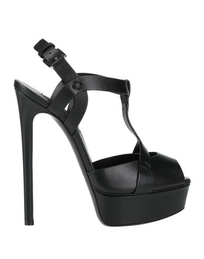 Casadei Woman Sandals Black Size 10.5 Soft Leather