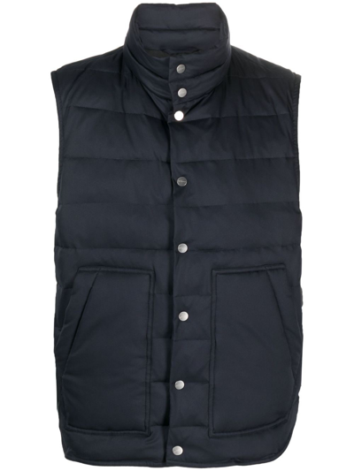 Kiton Mock-neck Padded Gilet In Blue