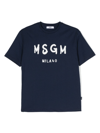 Msgm Kids' Logo-print Cotton T-shirt In Blau