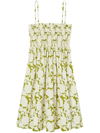 TORY BURCH BOLD-FLOWER SMOCKED COTTON FLARED DRESS