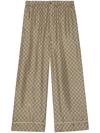Gucci Gg Supreme Silk Pant In Brown