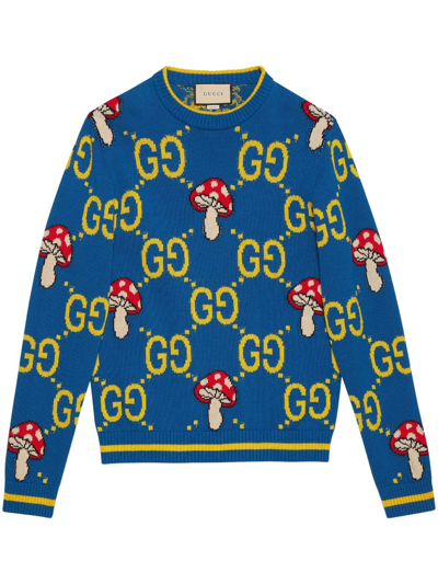 Gucci Double G Crew-neck Wool Jumper In Multicolor