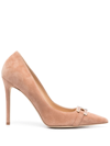 ELISABETTA FRANCHI 110MM LOGO-PLAQUE SUEDE PUMPS