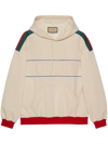 GUCCI LOGO-PATCHES WEB-DETAIL HOODIE