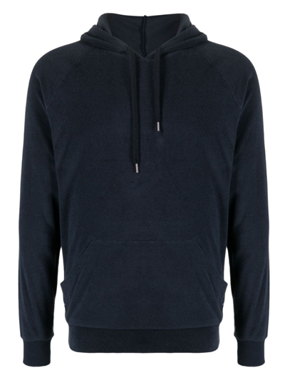 Paul Smith Towelling-finish Drawstring Hoodie In Blue