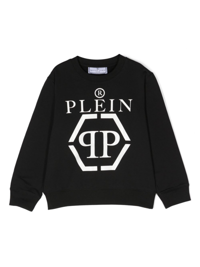 Philipp Plein Junior Kids' Logo-print Long-sleeve Sweatshirt In Black