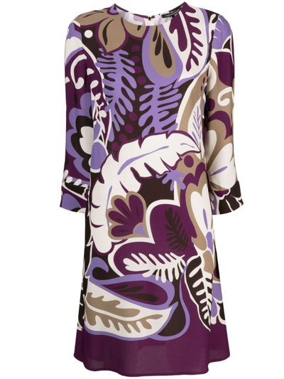 Luisa Cerano Floral-print Midi Dress In Purple