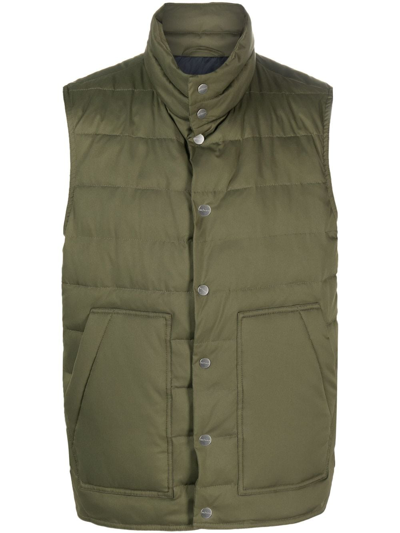 Kiton Mock-neck Padded Gilet In Green