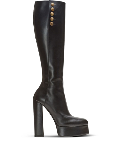 Balmain Brune Knee-high Leather Boots In 0pa