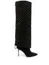 Balmain Suede Ariel Boots With Rhinestoned Detail In Black
