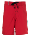 Osklen Stripe-detail Drawstring Swim Shorts In Red
