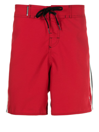 Osklen Stripe-detail Drawstring Swim Shorts In Red