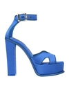 Alexander Mcqueen Woman Sandals Bright Blue Size 10 Textile Fibers