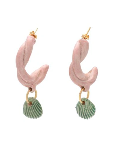 Levens Jewels Petxina Hoops Pink Woman Earrings Blush Size - Clay, Brass, Enamel