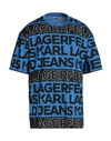 Karl Lagerfeld Jeans Klj Aop Sslv Tee Man T-shirt Blue Size Xl Organic Cotton