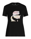 Karl Lagerfeld Boucle Profile T-shirt Woman T-shirt Black Size Xl Organic Cotton