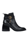 See By Chloé Woman Ankle Boots Black Size 11 Bovine Leather, Textile Fibers In Black
