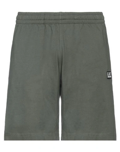 Ea7 Man Shorts & Bermuda Shorts Military Green Size S Cotton