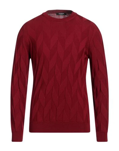 +39 Masq Man Sweater Red Size 42 Merino Wool In Red