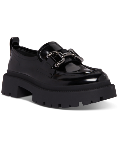 Madden Girl Ashlee Slip-on Hardware Lug Platform Loafer Flats In Black