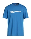 Karl Lagerfeld Jeans Klj Regular Sslv Tee Man T-shirt Bright Blue Size Xl Organic Cotton In Blue