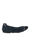 Hogan Woman Ballet Flats Slate Blue Size 6 Soft Leather