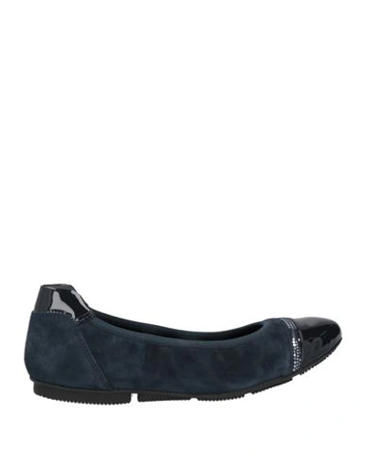 Hogan Woman Ballet Flats Slate Blue Size 6 Soft Leather In Blue