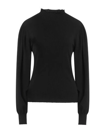 Twinset Woman Turtleneck Black Size Xl Viscose, Polyester In Black