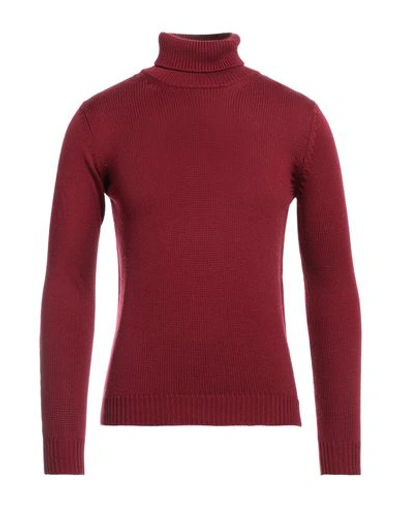 Roberto Collina Man Turtleneck Burgundy Size 42 Merino Wool In Red