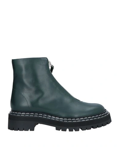 Proenza Schouler Woman Ankle Boots Dark Green Size 11 Calfskin