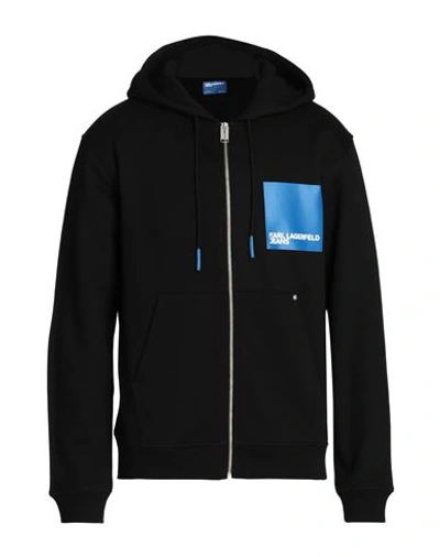 Karl Lagerfeld Jeans Klj Regular Zip Up Hoodie Man Sweatshirt Black Size Xxl Organic Cotton, Recycle