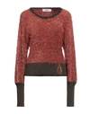 Dimora Woman Sweater Rust Size 8 Polyamide, Viscose, Metallic Fiber In Red