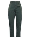 High Woman Pants Dark Green Size 2 Cotton, Elastane