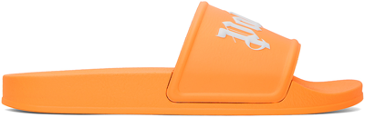 Palm Angels Pool Slides With Logo In Orange