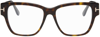 Tom Ford Tortoiseshell Blue Block Square Glasses In 52 Shiny Classic Dar