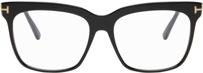 Tom Ford Black Blue Block Square Glasses In 1 Shiny Black; T L