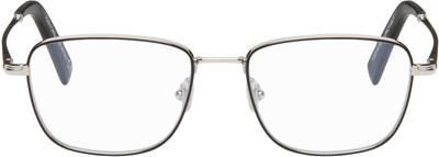 Tom Ford Silver Blue Block Square Glasses In 2 Matte Black Enamel