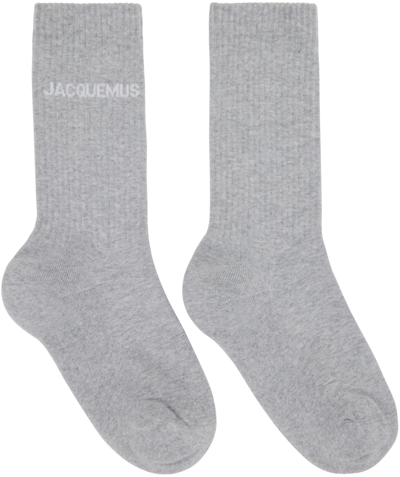Jacquemus Gray Le Raphia 'les Chaussettes ' Socks In 920 Medium Grey