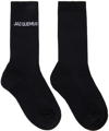 Jacquemus Les Chaussettes Logo Knit Socks In 990 Black