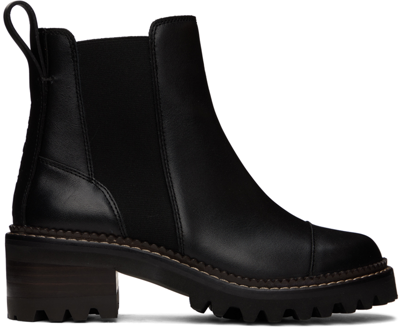 See By Chloé Black Mallory Ankle Boots In 999 Black