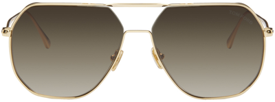 Tom Ford Gilles-02 Gold-tone Aviator-style Sunglasses