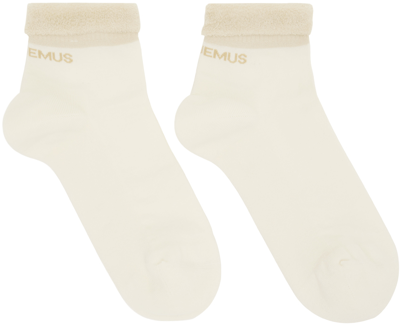 Jacquemus White & Beige Le Raphia 'les Chaussettes Cuca' Socks In 180 Dark Beige