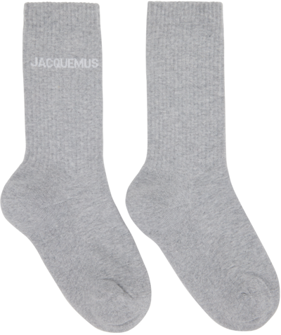 Jacquemus Grey Le Raphia 'les Chaussettes ' Socks In 920 Medium Grey