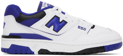 New Balance White & Blue 550 Sneakers In Black/blue