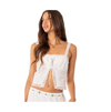 Edikted Peony Lace Trim Split Front Cotton Tank In White